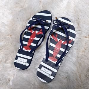 Kate Spade lobster navy flip flops 7-8